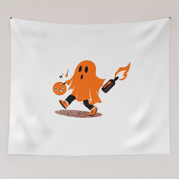 Item preview, Spooky Cute Ghost with Pumpkin and Fire – Halloween Mug designed and sold by RuweisVibes.