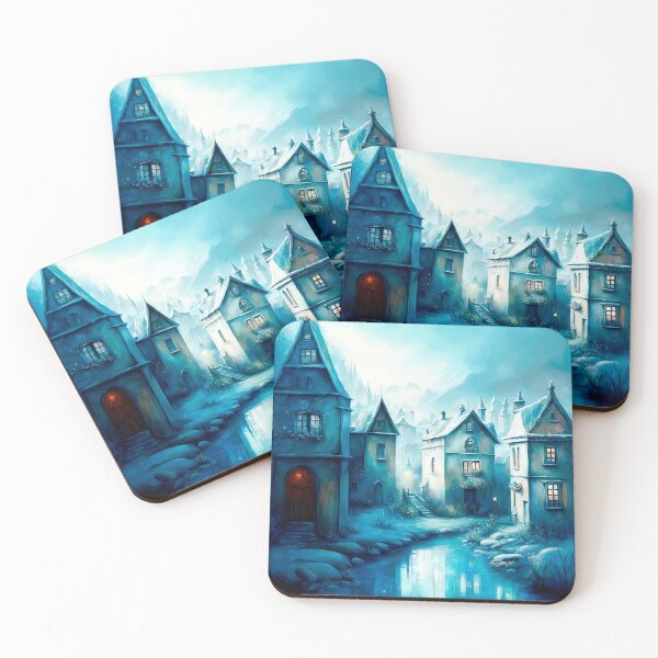 Item preview, Whimsical Winter Watercolor Town designed and sold by LanaGustavsson.