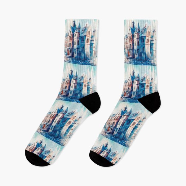 Item preview, Whimsical Winter Watercolor Town designed and sold by LanaGustavsson.