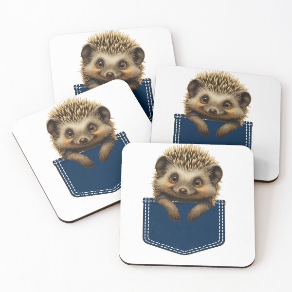 Item preview, Cute Hedgehog in Pocket - Adorable Spiky Friend Denim Design designed and sold by AleksKos.
