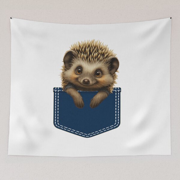 Item preview, Cute Hedgehog in Pocket - Adorable Spiky Friend Denim Design designed and sold by AleksKos.