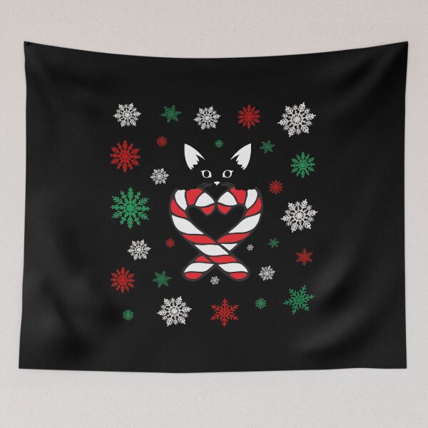 Item preview, Christmas candy canes and black cat designed and sold by Rbnano.