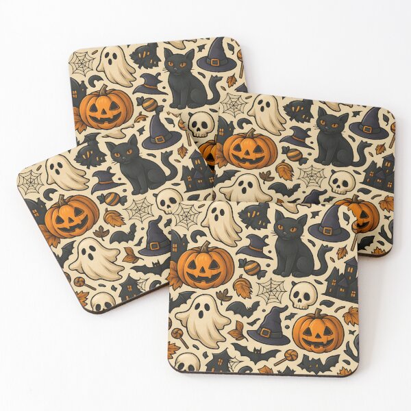 Item preview, Halloween Seamless Pattern – Pumpkins, Ghosts, Cats, Witches, Skulls & Candy – Spooky Cute Vector Design designed and sold by graphicnew.