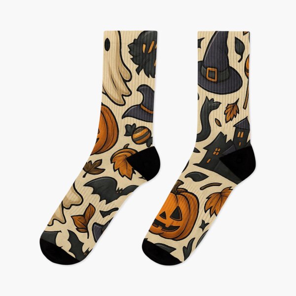 Item preview, Halloween Seamless Pattern – Pumpkins, Ghosts, Cats, Witches, Skulls & Candy – Spooky Cute Vector Design designed and sold by graphicnew.