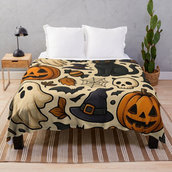Item preview, Halloween Seamless Pattern – Pumpkins, Ghosts, Cats, Witches, Skulls & Candy – Spooky Cute Vector Design designed and sold by graphicnew.