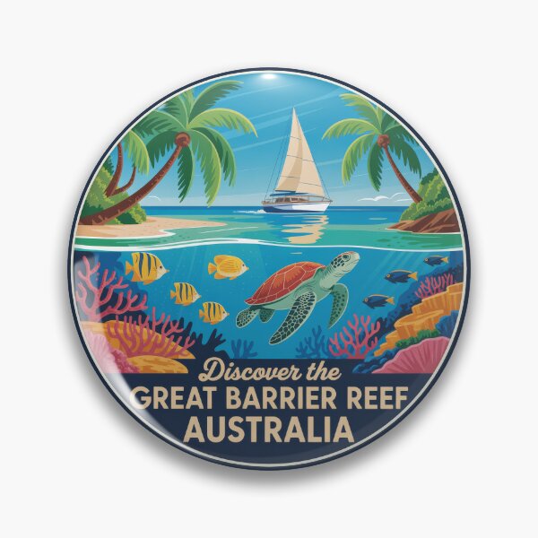 Artikelvorschau, Discover the Great Barrier Reef – Sea Turtle Vintage Travel Poster Sticker & T-Shirt entworfen und verkauft von pod24.