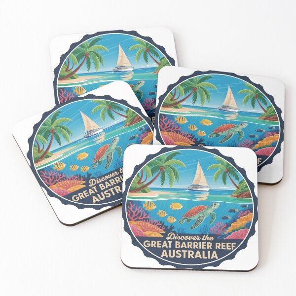 Item preview, Discover the Great Barrier Reef – Sea Turtle Vintage Travel Poster Sticker & T-Shirt designed and sold by pod24.