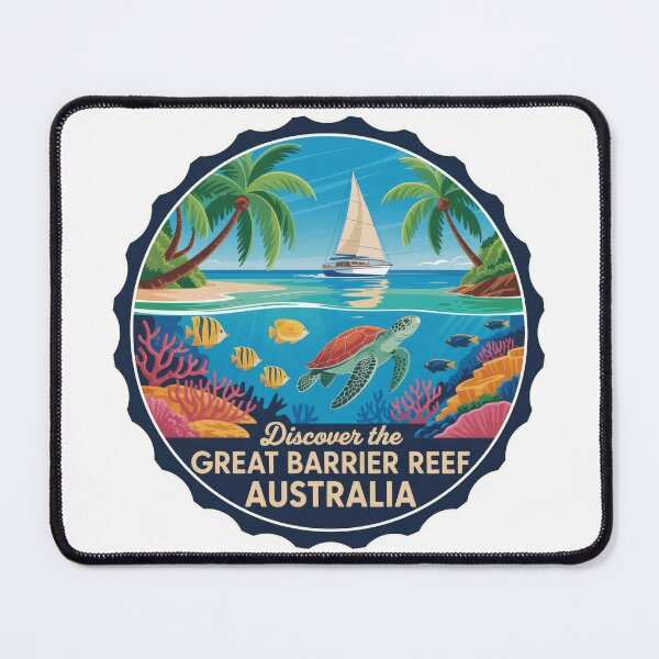 Item preview, Discover the Great Barrier Reef – Sea Turtle Vintage Travel Poster Sticker & T-Shirt designed and sold by pod24.