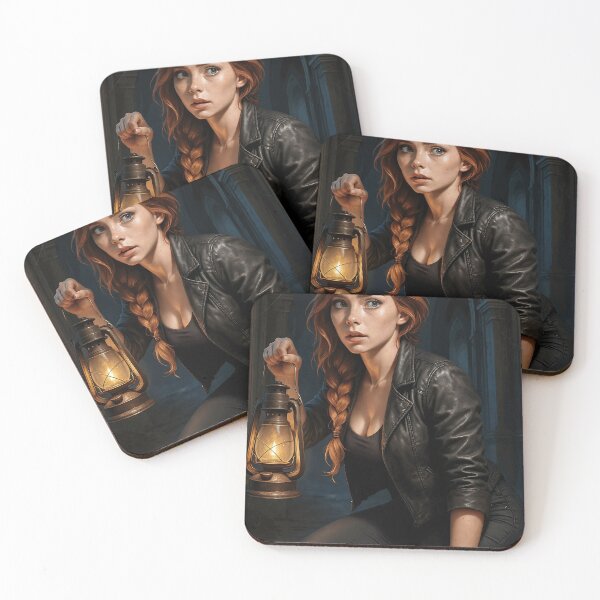 Item preview, Rowan Fletcher kneeling with lantern in the dark designed and sold by CathryneDelamort.