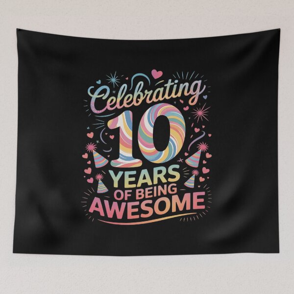 Item preview, Celebrating 10 Year Of Being Awesome With Tie-dye  designed and sold by KonstanKoraner.
