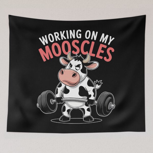 Item preview, Funny Gym Cow Weightlifting Workout designed and sold by tearbytea.
