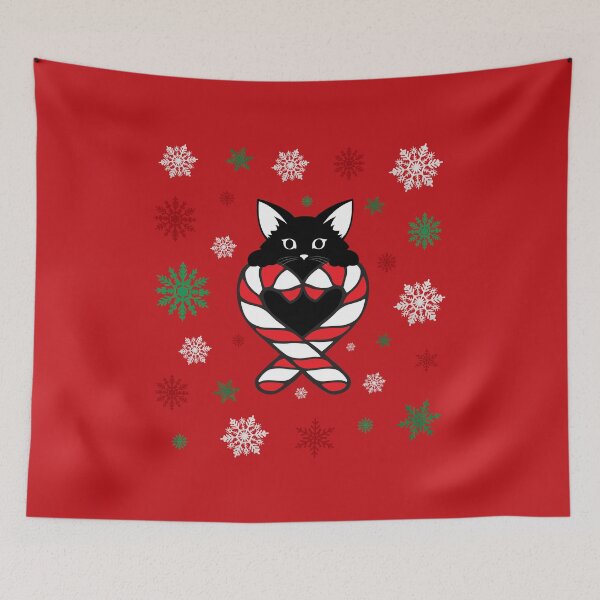 Item preview, Christmas candy canes with black cat designed and sold by Rbnano.