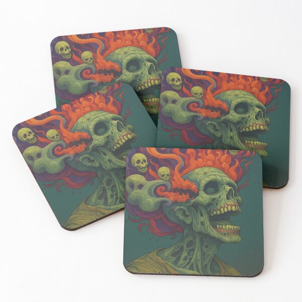 Item preview, “Infernal Awakening” – Fiery Zombie Skull Art  purple flow designed and sold by ArtificialAce.