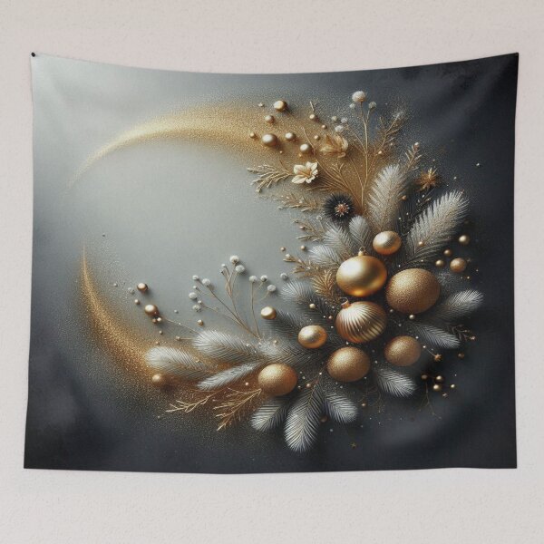 Item preview, Golden Crescent – festive sparkle, white pine & winter elegance in cosmic swirl designed and sold by FotoworldEdel.