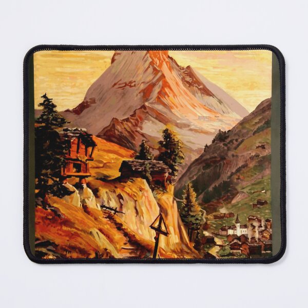 Item preview, Vintage Travel Poster | Zermatt Switzerland | Mont Cervin & Matterhorn | Sunrise Sunset Art | Swiss Alps Scenic Decor designed and sold by artofuniverse.