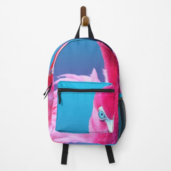 Item preview, Portrait of a flamingo on a neon blue pink background. Emotive portrait. Looking at the camera designed and sold by anytka.