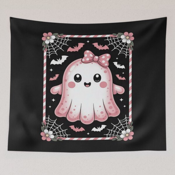 Item preview, Coquette Ghost Halloween Pink Ghost Spooky Lace Ghost  designed and sold by ArnethiaHoward.