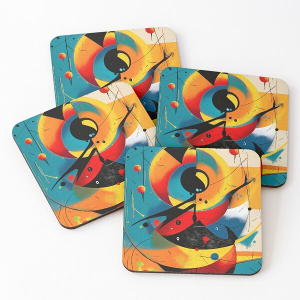 Item preview, Dual Orbit – Bauhaus Symmetry Abstract in Teal and Tangerine designed and sold by Moisky Art.