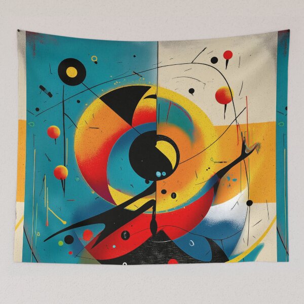 Item preview, Dual Orbit – Bauhaus Symmetry Abstract in Teal and Tangerine designed and sold by Moisky Art.