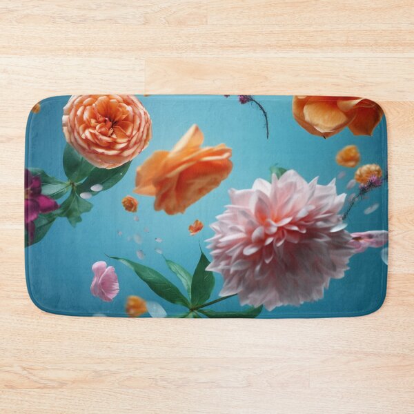 Item preview, Beautiful spring flowers flying in the air, against teal background. Creative spring floral layout. Minimal birthday, valentines or wedding concept designed and sold by anytka.