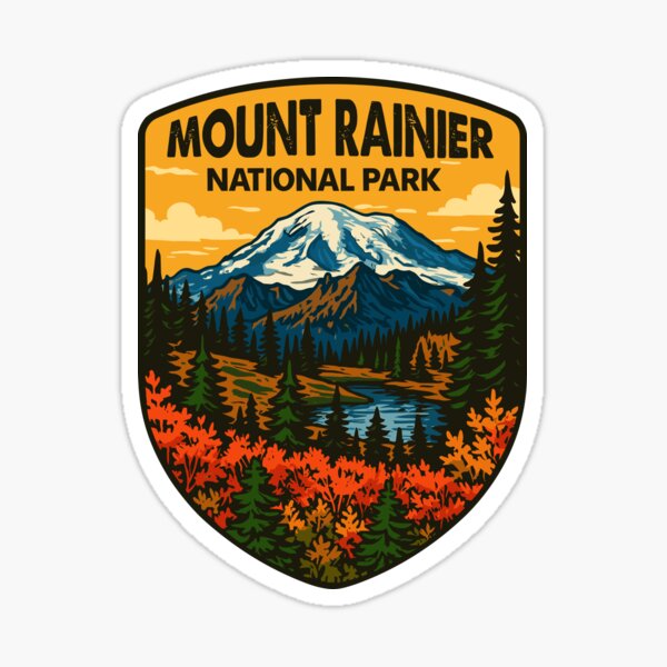 Mount Rainier National Park Retro Sticker Sticker