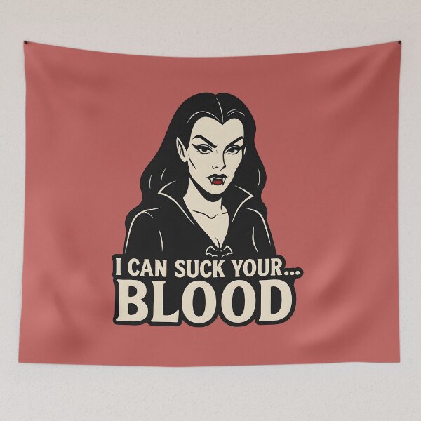 Item preview, I Can Suck Your Blood – Retro Vampire Girl Design designed and sold by WinkWild.