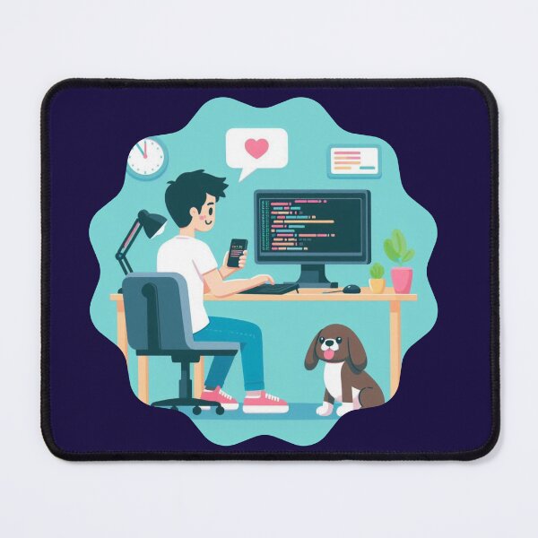 Item preview, Developer Coding with Companion Dog Programming Humor designed and sold by DibuHumor.