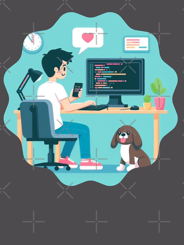 Thumbnail 6 of 6, Premium Oversized Sweatshirt, Developer Coding with Companion Dog Programming Humor designed and sold by MegaSitioDesign.