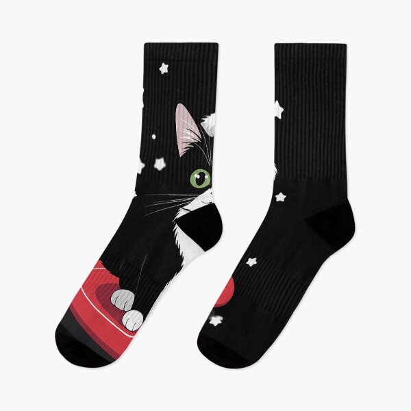 Item preview, Tuxedo Cat Christmas Santa Claus Snow Winter designed and sold by CookWorldLaughs.
