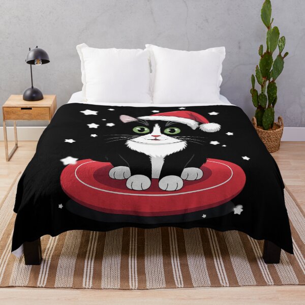 Item preview, Tuxedo Cat Christmas Santa Claus Snow Winter designed and sold by CookWorldLaughs.