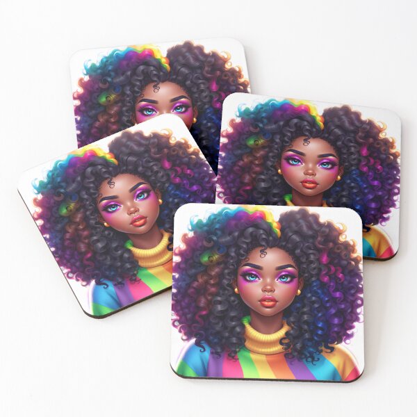 Item preview, Rainbow Afro Queen – Vibrant Curly Beauty designed and sold by Lulunza.