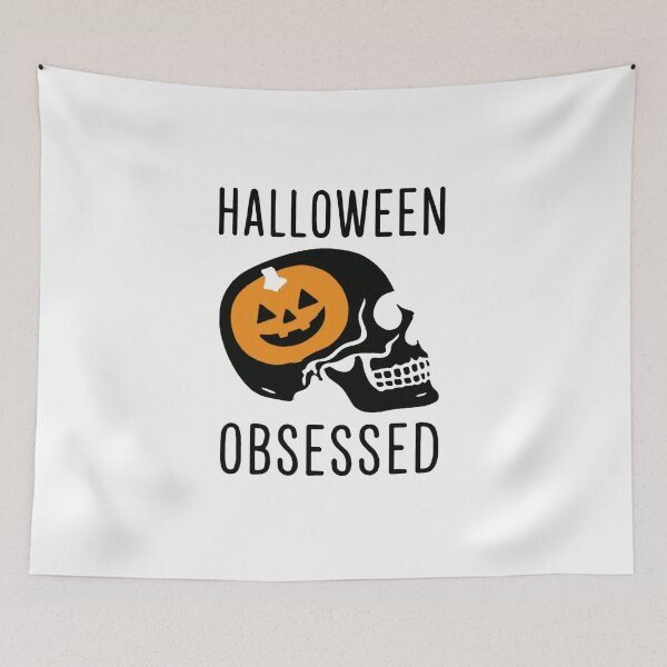 Item preview, Funny Halloween Skull with Pumpkin Head – Halloween Obsessed Art designed and sold by RuweisVibes.