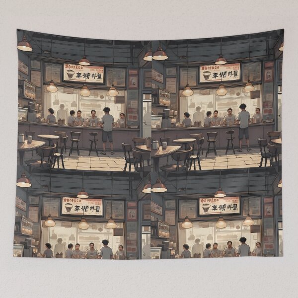 Item preview, “Early morning at a roadside coffee shop” designed and sold by nighttime1990.