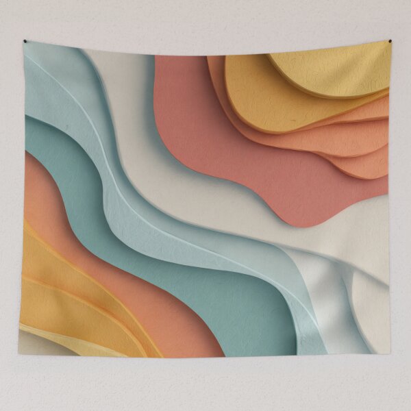 Item preview, Layered Abstract Paper Waves in Warm Pastel Tones designed and sold by JavisSRDesign.