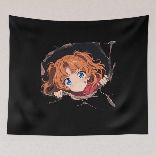 Item preview, Orange Pekoe Girls Und Panzer Anime Chibi Peeking Through Rubble Cheerful designed and sold by TorbenKuhano.