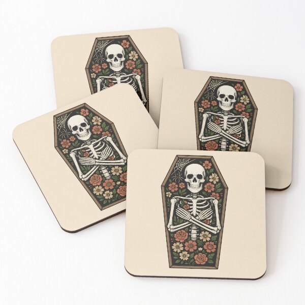 Item preview, Floral Skeleton Coffin – Vintage Gothic Art designed and sold by WinkWild.