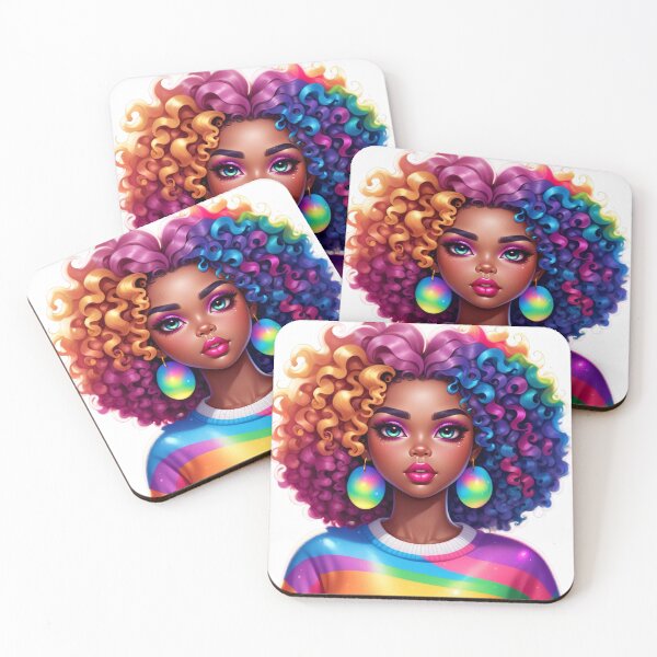 Item preview, Colorful Curls – Afro Beauty with Rainbow Vibes designed and sold by Lulunza.
