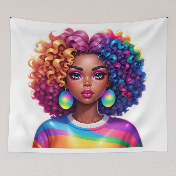 Item preview, Colorful Curls – Afro Beauty with Rainbow Vibes designed and sold by Lulunza.