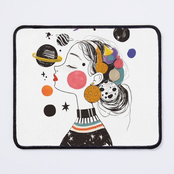 Item preview, Space Dream Woman Portrait Minimalist Cosmic Wall Art designed and sold by WioletaArtStudio.