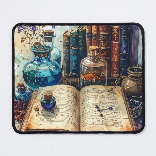 Item preview, Old spell book with magical potions and herbs, watercolors designed and sold by LiskoDesign.