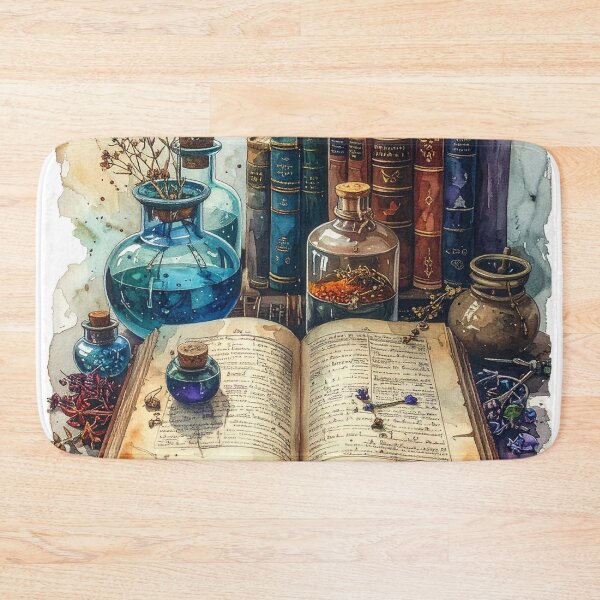 Item preview, Old spell book with magical potions and herbs, watercolors designed and sold by LiskoDesign.