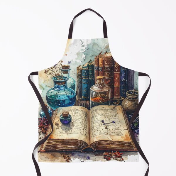 Item preview, Old spell book with magical potions and herbs, watercolors designed and sold by LiskoDesign.