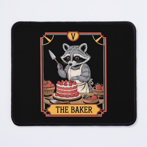 Item preview, Baker Baking Lovers Racoon making Cake Tarot Card designed and sold by DoorwayThreads.