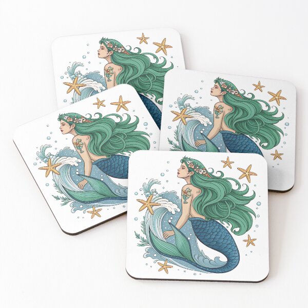 Item preview, Midori Umi – Emerald Wave Siren Tattoo designed and sold by Alahchin Art.