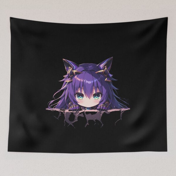 Item preview, Tohka Yatogami Date A Live Anime Chibi Kawaii Peeking Purple Hair designed and sold by TorbenKuhano.