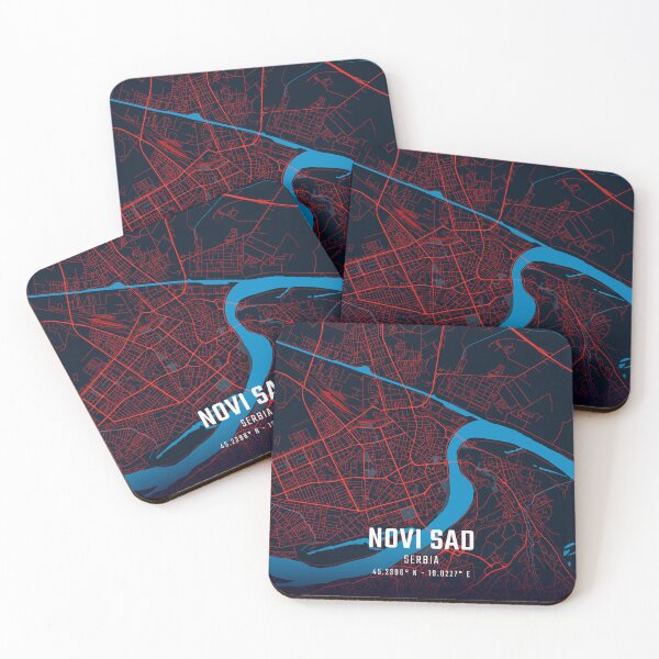 Item preview, Novi Sad Red & Blue Minimalist Map designed and sold by HomeLivingCo.