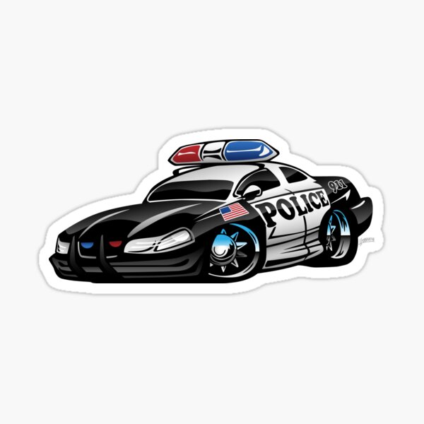 Police Muscle Car Cartoon Sticker