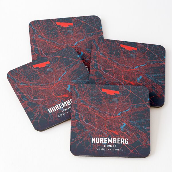 Item preview, Nuremberg Red & Blue Minimalist Map designed and sold by HomeLivingCo.