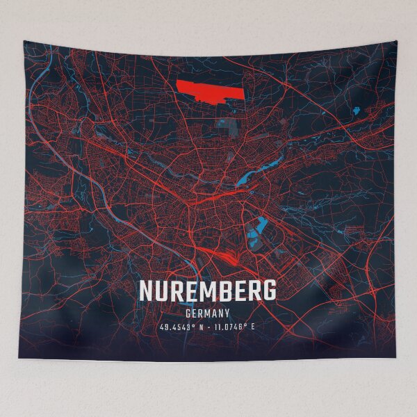 Item preview, Nuremberg Red & Blue Minimalist Map designed and sold by HomeLivingCo.
