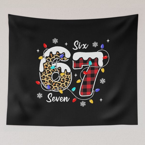 Item preview, Funny Six Seven 6 7 Meme Leopard Red Buffalo Plaid Christmas Lights designed and sold by AnitaBice.